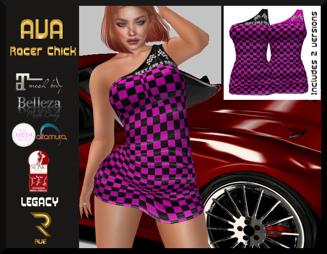 :: RUE ::Ava Racer Dress Fuchsia/Black