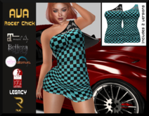 :: RUE ::Ava Racer Dress Cyan/Black