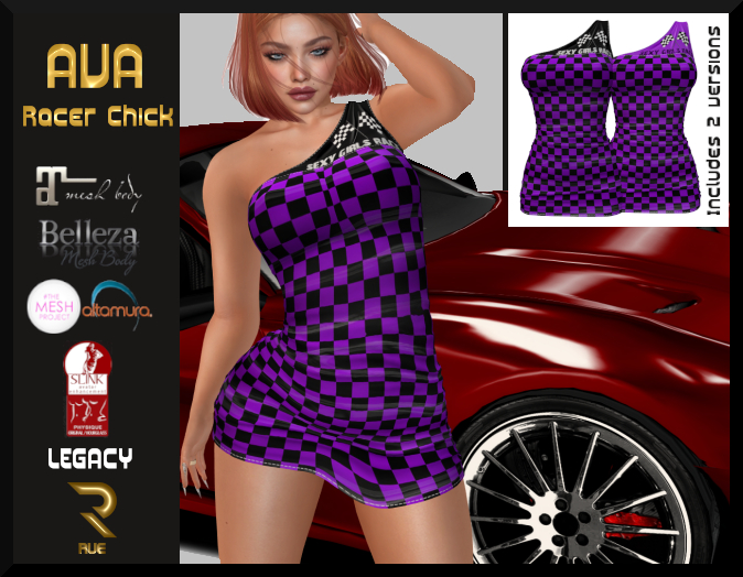 :: RUE ::Ava Racer Dress Black/Purple