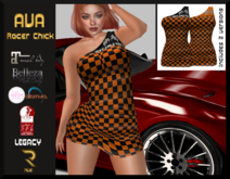 :: RUE ::Ava Racer Dress Black/Orange
