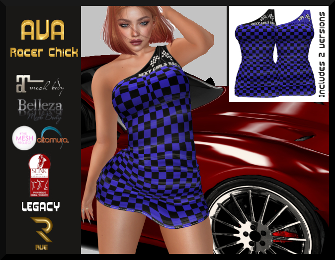 :: RUE ::Ava Racer Dress Black/Blue
