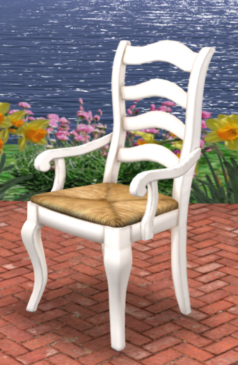 White Rush Seat Ladderback Country French ARM Chair COPY