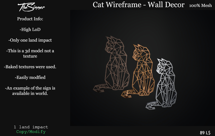 Cat wireframe - Wall decor