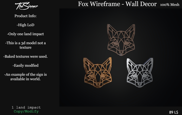 Fox Wireframe - Wall decor
