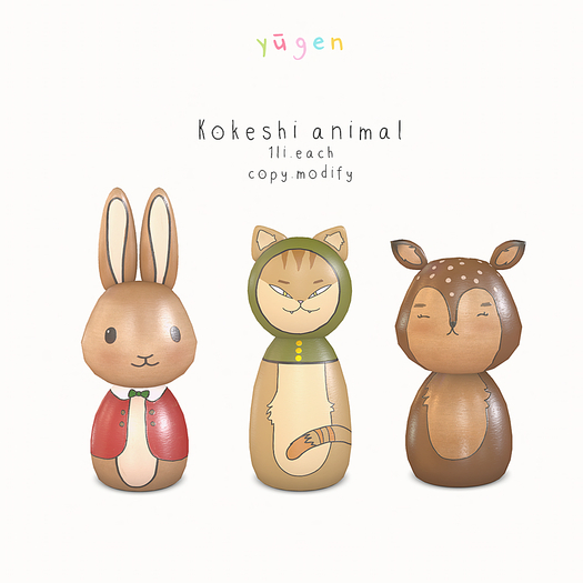 Yugen.// kokeshi animal pack.//  - packaged [add me]