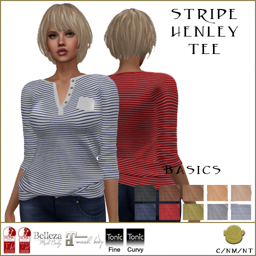 BM Stripe Henley Tee Basics DEMO