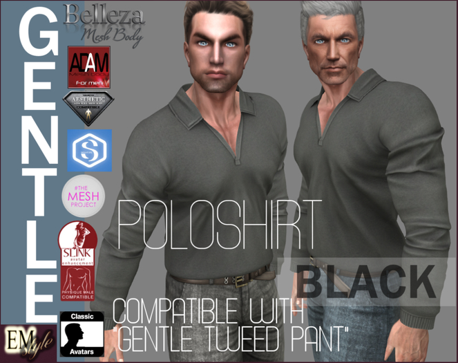 EMS -GENTLE POLOSHIRT- BLACK