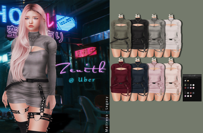 =Zenith=low-cut waist belt long sleeve dress(ALL)Maitreya/Legac