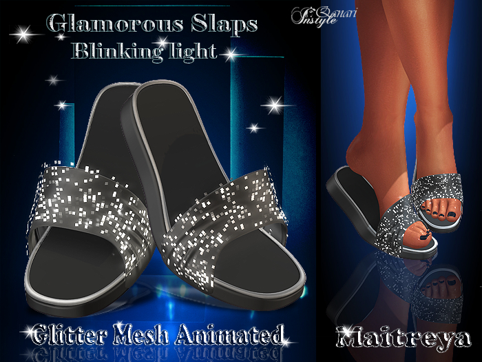 InStyl -Glamorous Flip Flops blink-Glitter Mesh Animated -v6 -Maitreya-5-day promotion *Black Friday*