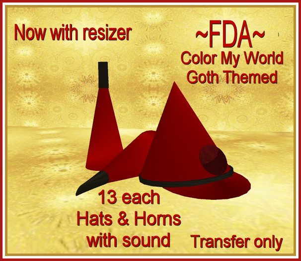 Set of 12 GOTH Themed Party Hats & Horns