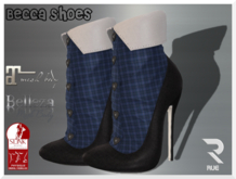 :: RUE :: Becca Shoe - Black with Blue Tartan Sock