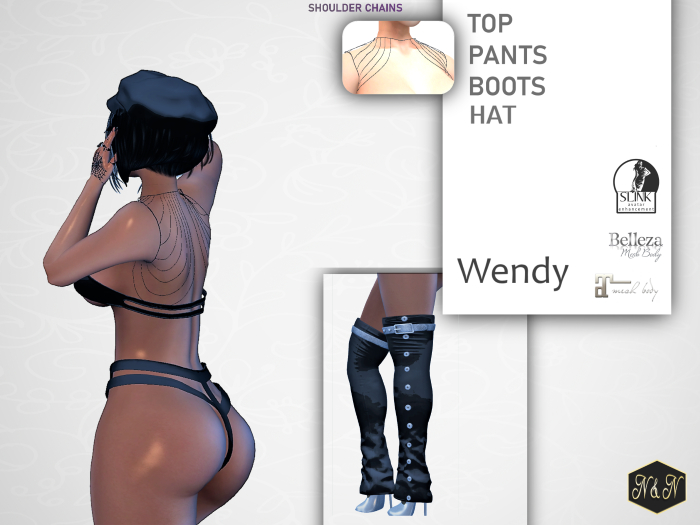 [N&N]LINGERIE & BOOTS {WENDY LATEX BLACK}