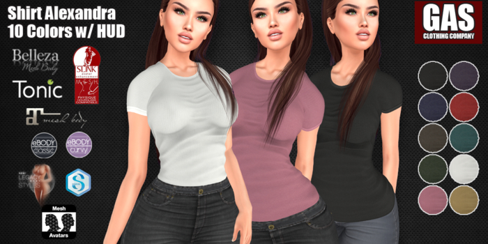 GAS [Shirt Alexandra - 10 Colors w/HUD FATPACK]