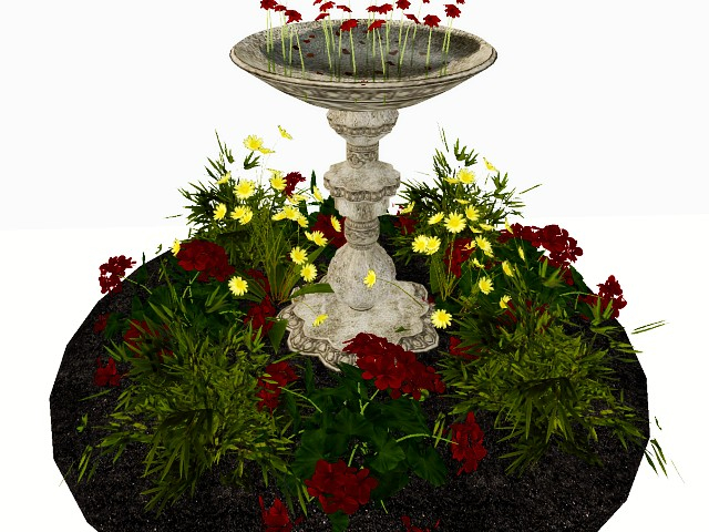 [AE] Garden Store- Geraniums and Bird Bath