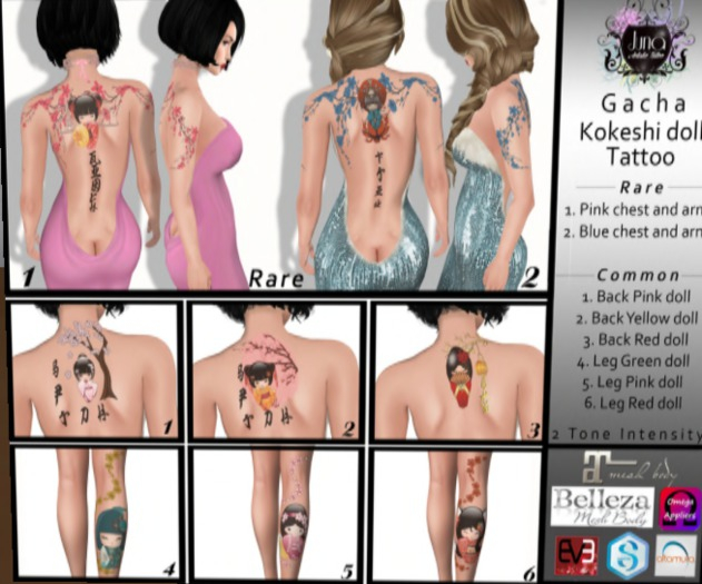 Juna Gacha: Kokeshi doll tattoo - Common 1 -