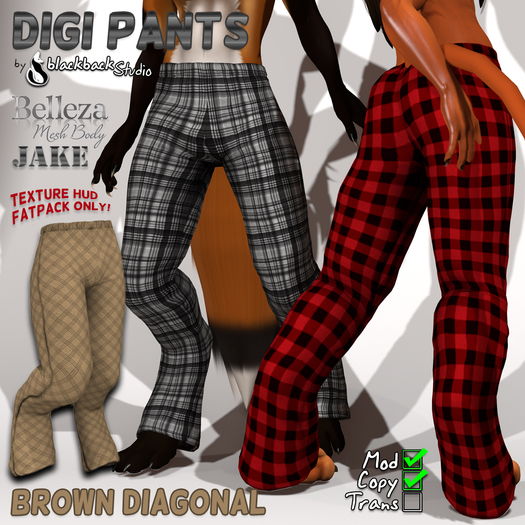 [bbS] Digi Pants - Belleza Jake - Brown Diagonal