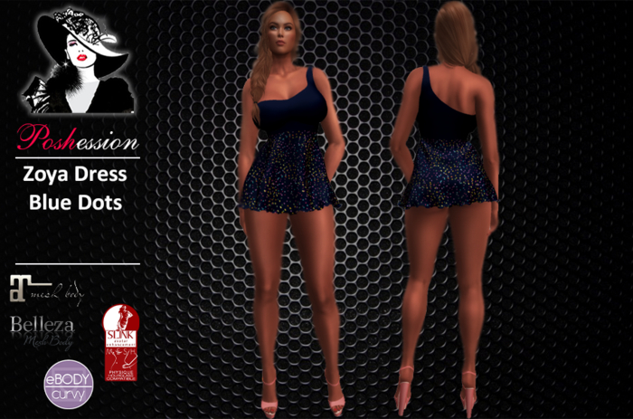 (POSHESSION) ZOYA DRESS BLUE DOTS