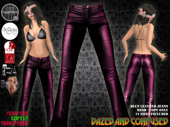 Pink Leather Jeans  - Mesh