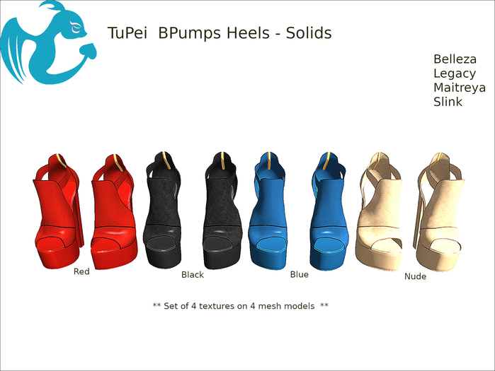 TuPei  BPumps Heels - Set of 4 - Solids for Maitreya