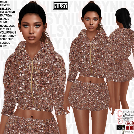 NILSY PAILLETTE HOODIE OUTFIT,ALL BODIES