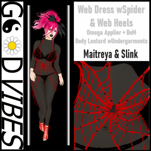 Red wBlack Spider Web Dress Set * 