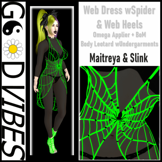 NEON Green Web Dress Set 