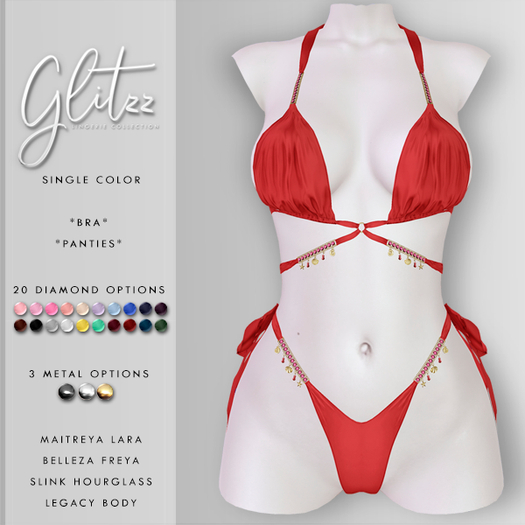[Glitzz] Homkary Bikini Set - Red