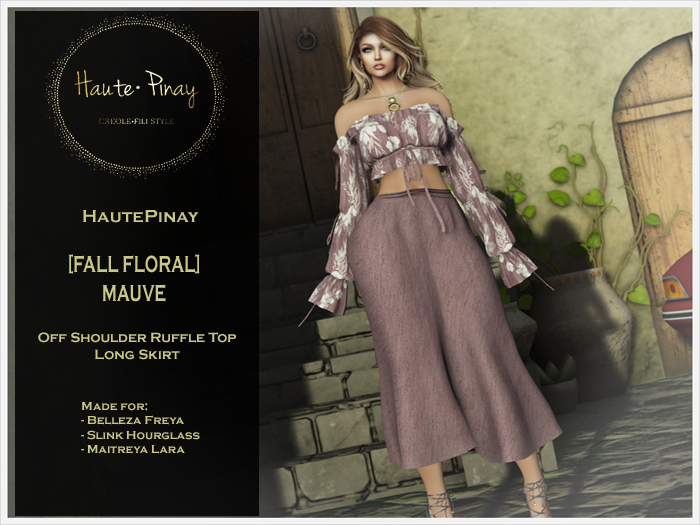 HautePinay [FALL FLORAL MAUVE] Ruffle Top/Long Skirt