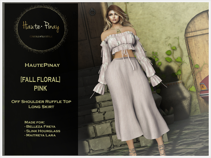 HautePinay [FALL FLORAL PINK] Ruffle Top/Long Skirt