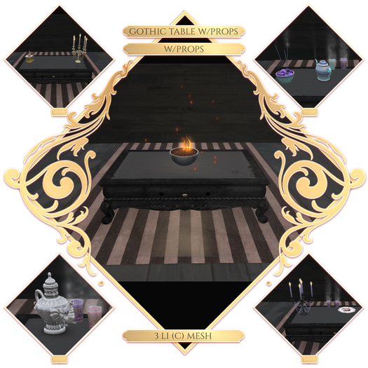 Studio Craft * Black Rokokko Coffee Table w/props