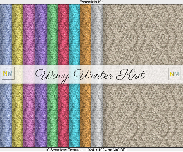 Wavy Winter Knit Essentials Kit 10 Seamless Textures NM