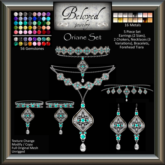 Beloved Jewelry : Oriane Set (Texture Change) Earrings, Chokers, Necklace Set, Bracelets, Headband Tiara Gold