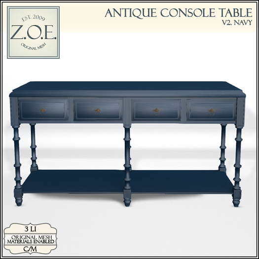 Z.O.E. Antique Console Table V2 - Dark Blue (Add)