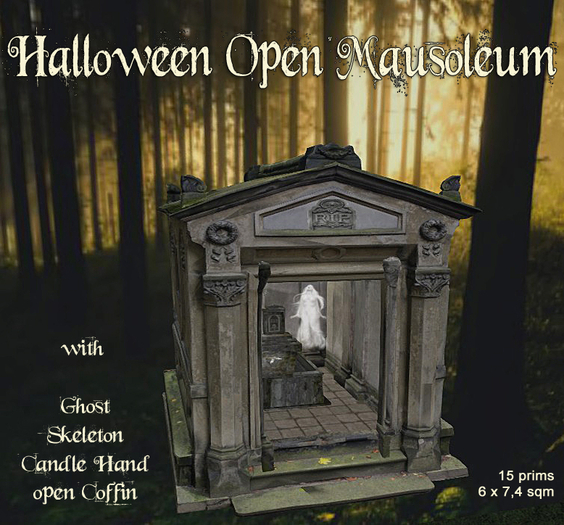 Halloween Open Mausoleum with Ghost mesh V4 (boxed)