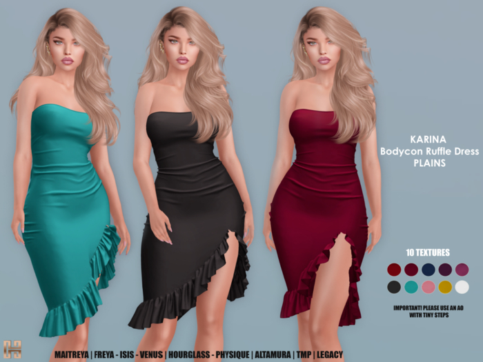 [hh] Karina Bodycon Ruffle Dress PLAINS