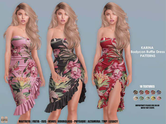 [hh] Karina Bodycon Ruffle Dress PATTERNS