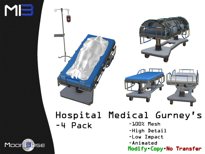 [MB3] Hospital Medical Gurneys - 4 Pack
