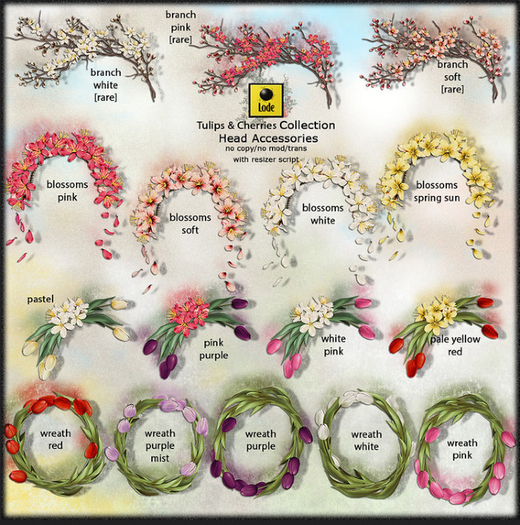 *LODE* Head Accessory - Tulips & Cherries Wreath [red]