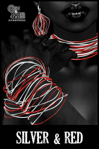 .:A&M:. Messed Memory Wire Set - Silver & Red