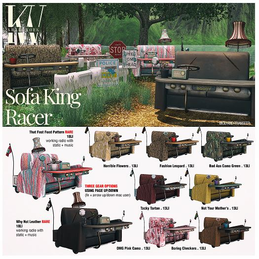 KraftWork Sofa King Racer That Fast Food Pattern RARE