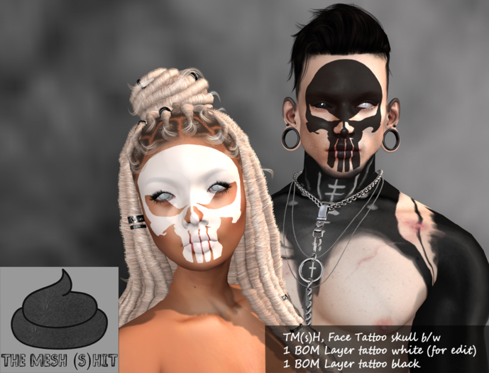 TM(s)H, Face Tattoo skull b/w