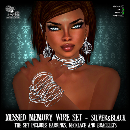 .:A&M:. Messed Memory Wire Set - Silver & Black