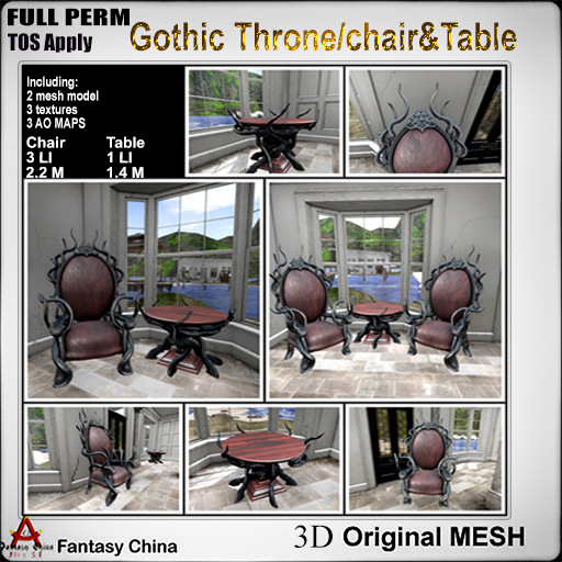 Full Perm Gothic Throne-chair&Table
