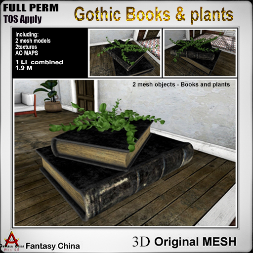 Full Perm Gothic Books & plants 
