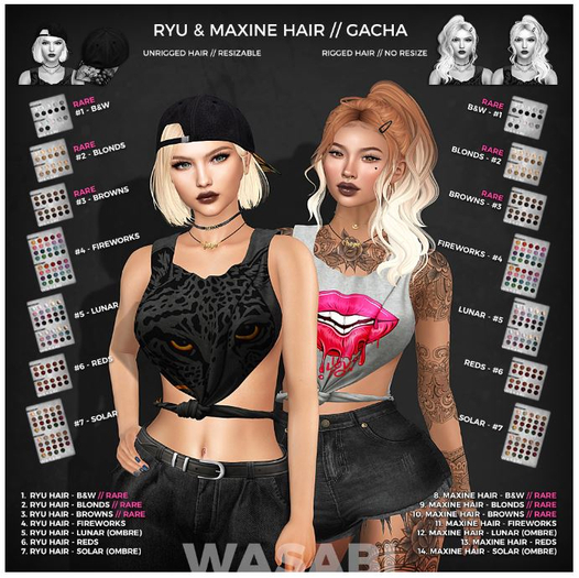 Wasabi // Maxine Mesh Hair - #8 B&W RARE