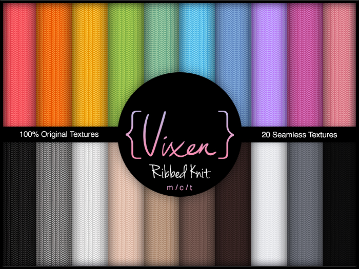 {Vixen} - Ribbed Knit - { 20 Seamless Textures }