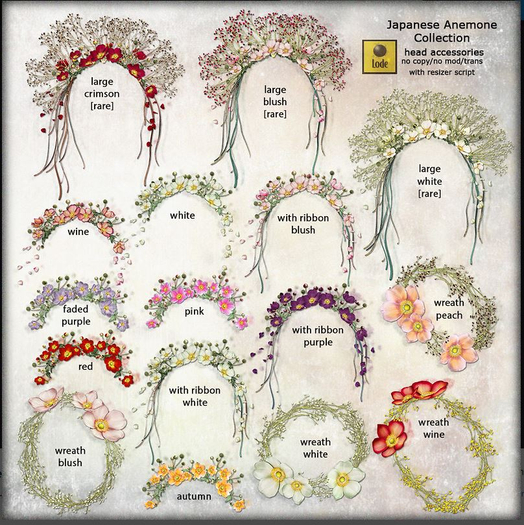 *LODE* Head Accessory - Japanese Anemone [wine]