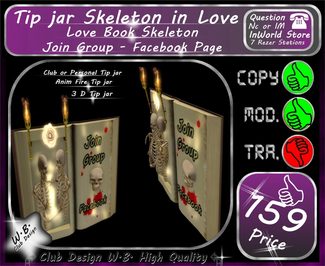 * Skeleton in Love * Tip jar Book *