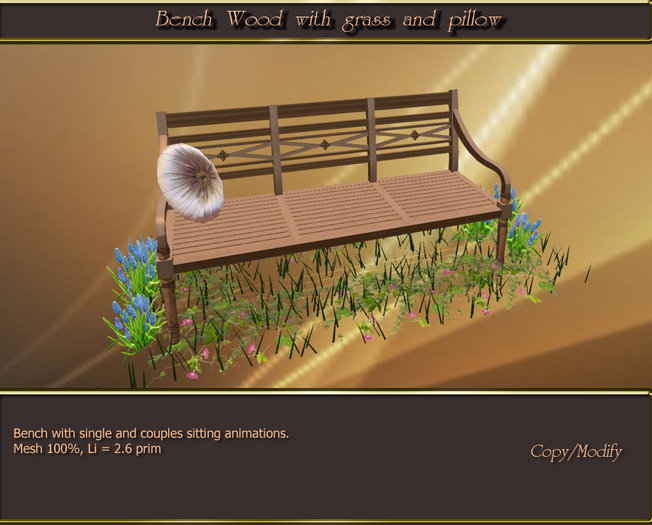 Bench Wood with grass and pillow (BOX)