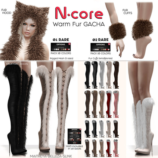 18. N-core VALKYRIE Fur Boots (Knee) CAMEL